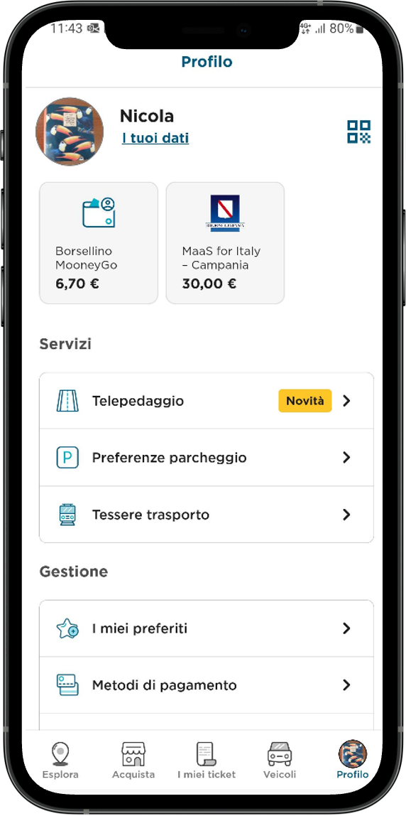 Schermata app MooneyGo