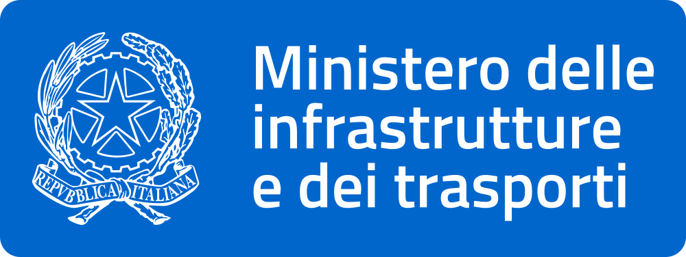 Emblema della Repubblica Italiana con testo "Ministero delle infrastrutture e dei trasporti"