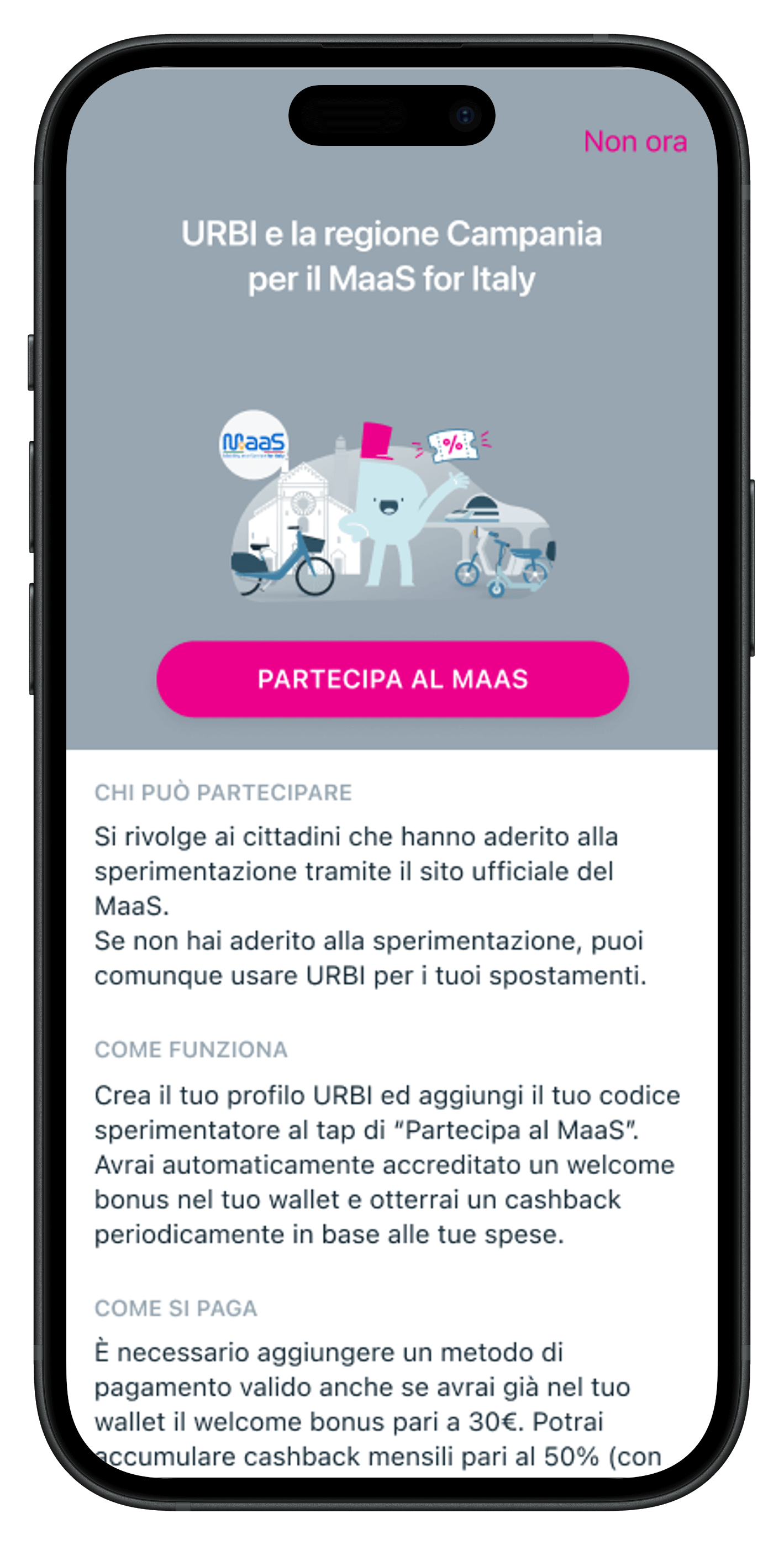 Schermata APP URBI